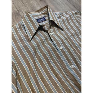 Men’s Vintage 1970s Retro Disco Era Cardani Size Small Button Down Striped Shirt